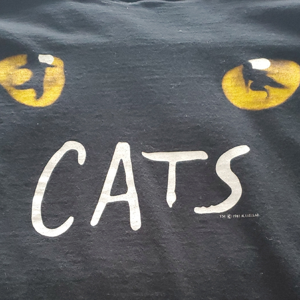 Cats Broadway Musical Show Logo Black Fruit of the Loom Cat Eyes Tee